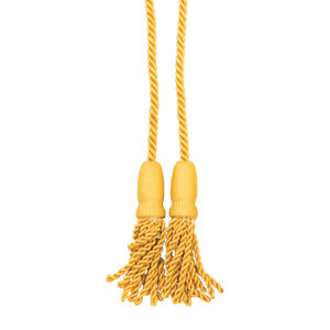 Gold-colored tassels and cords are available in 3 different types. Gold-colored tassels and cords are available in 3 different types.