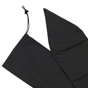 Black-colored nylon flag cover measures 8" x 56" and has a pierce-resistant spear compartment at the top and a slip cord and lock closure at the bottom.
