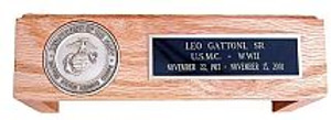 Flag case pedestal available in oak, walnut, or cherry, including a service medallion and a small black-on-brass engraving plate. Flag case pedestal available in oak, walnut, or cherry, including a service medallion and a small black-on-brass engraving plate.