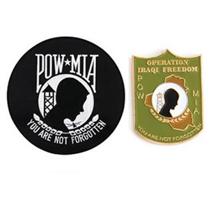 POW-MIA tribute collection of hat/collar pin and a patch of 12" with "you are not forgotten," slogan written on it. POW-MIA tribute collection of hat/collar pin and a patch of 12" with "you are not forgotten," slogan written on it.