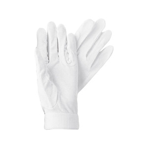 White and black cotton Sure-Grip Flag Bearer Gloves with sure-grip palm/fingers and velcro strap at the wrist White and black cotton Sure-Grip Flag Bearer Gloves with sure-grip palm/fingers and velcro strap at the wrist