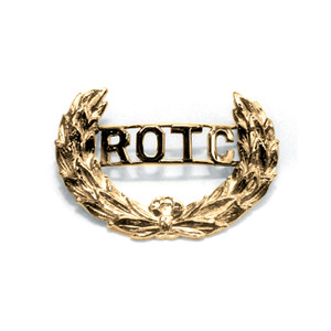 Non-regulation AROTC wreath cap devices  with cut-out letters in wreath, gold plate Non-regulation AROTC wreath cap devices  with cut-out letters in wreath, gold plate