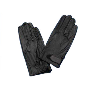 Light gray or black colored leather drummer's gloves with hook-and-loop strap at the wrist. Light gray or black colored leather drummer's gloves with hook-and-loop strap at the wrist.