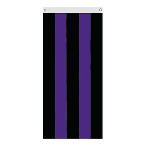 Purple and black strip cloth with silver tip at the top Purple and black strip cloth with silver tip at the top