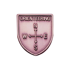 Bronze JROTC Orienteering shield medal with a four-point compass rose marking N, S, E, and W directions.
