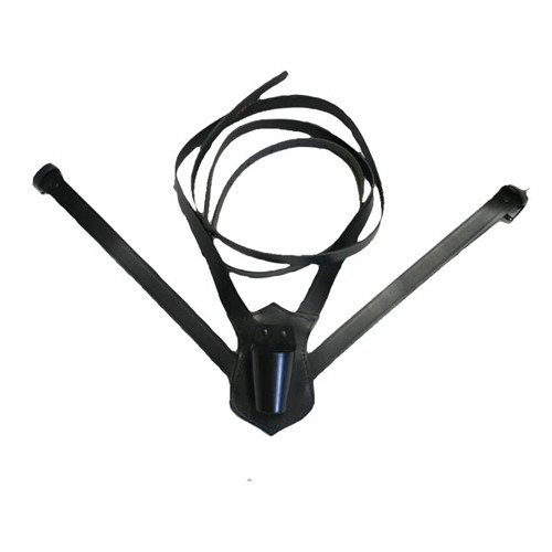 Black Leather Double Harness Flag Carrier with Adjustable Straps