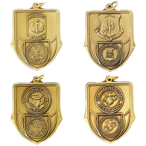 JROTC and BOS Award Medals Available in Gold, Silver and Bronze Finishes with Optional Custom Inserts, Size 1-5/16 x 1-5/8 Inches