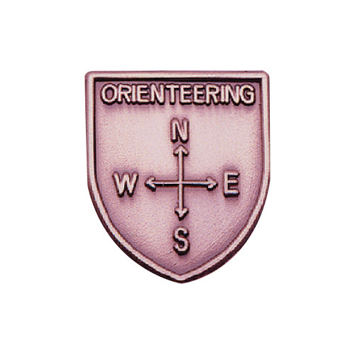 Bronze JROTC Orienteering shield medal with a four-point compass rose marking N, S, E, and W directions.