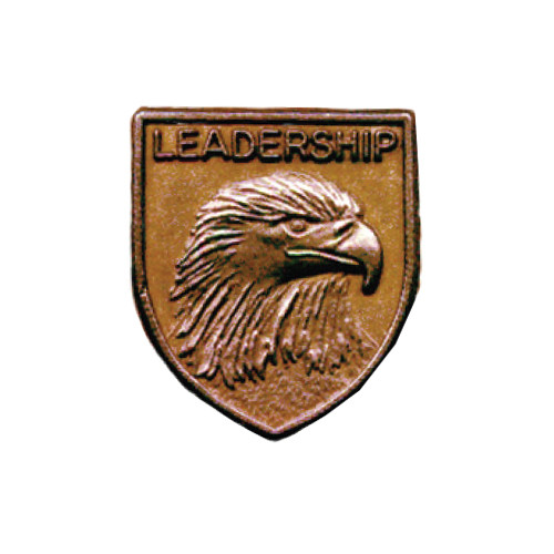 Bronze JROTC Leadership shield medal with a finely detailed bald eagle head profile engraved at center.
