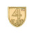Polished gold shield-shaped JROTC 4th Place pin with embossed placement text and raised numeral detail.