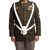  Front View of Military Grade Black Leather Double Harness Flag Carrier