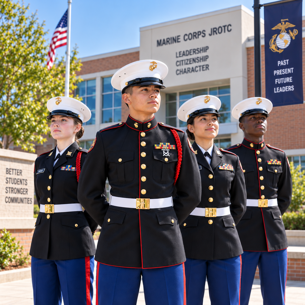 dress blues jrotc Marine Corps JROTC: Uniforms & Ribbons Guide Black & White Polka Size:Belt-60 americana dress Easy care