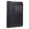 KJV Holy Bible, Mini Pocket Bible – Zippered Black Faux Leather Bible w/Ribbon Marker, King James Version