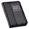 KJV Holy Bible, Mini Pocket Bible – Zippered Black Faux Leather Bible w/Ribbon Marker, King James Version
