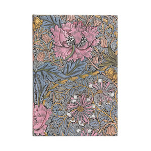 Paperblanks | Morris Pink Honeysuckle | William Morris | Hardcover | Midi | Lined | Elastic Band Closure | 144 Pg | 120 GSM (N) - SKU 165242