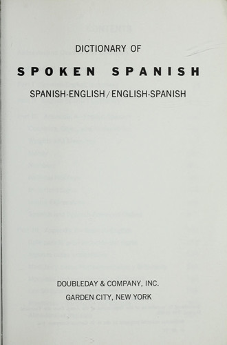 Dictionary of Spoken Spanish A Spanish-English, English-Spanish Dictionary (U) - SKU 170514