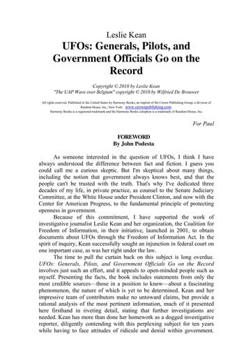 UFOs Generals, Pilots and Government Officials Go on the Record (U) - SKU 171416