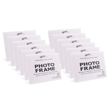 Photo Booth Frames - 6x4 Clear Acrylic Self Standing Double Picture Frame 4x6 or 6x4 Acrylic Photo Frame (6 Pack)