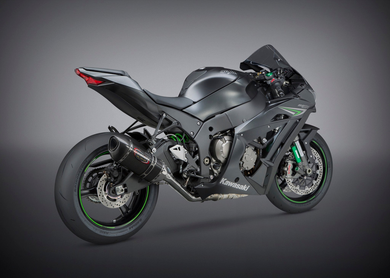 KAWASAKI ZX-10R/RR 16-20 RACE ALPHA STAINLESS 3/4 EXHAUST, W/ CARBON ...