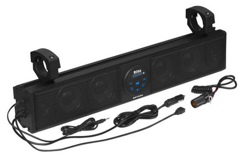 WEATHERPROOF 26 INCH IPX5 RATED ATV/UTV SOUND BAR AUDIO SYSTEM WITH BLUETOOTH AUDIO STREAMING AND 500 WATT BUILT-IN CLASS A/B AMPLIFIER
