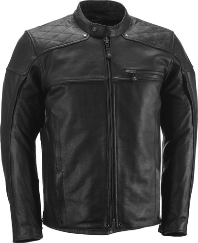 GASSER JACKET VINTAGE MEN'S BLACK LEATHER WATERPROOF AND BREATHABLE