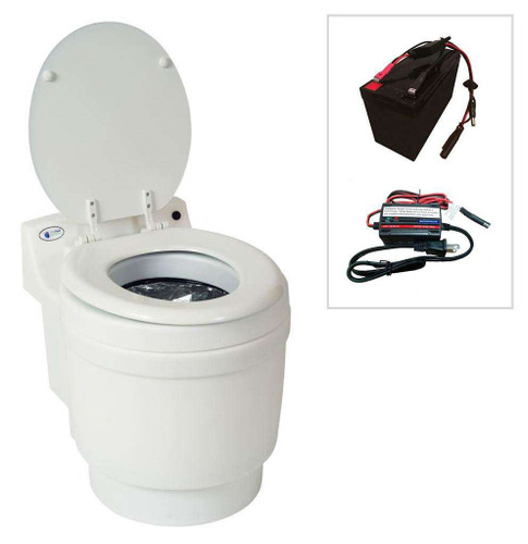 Portable Dry Flush Toilet with Battery and Charger