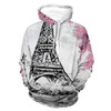 Unisex Realistic Print Hoodie Art Watercolor Paris Eiffel Tower Pattern Pullover Sweatshirt Long Sleeve Comfy Sweater with Pocket for Women Men