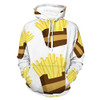 Women Men Hoodies 3D Print Unisex Durable Hooded Sweatshirts French Fries Pattern Autumn Outfit with Pocket for Leisure Time