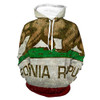 Unisex Realistic Print Hoodie California Republic Flag Pattern Pullover Hoodies Long Sleeve Skin-friendly Sweater with Pocket for Women Men