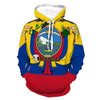 Unisex Realistic Print Hoodie Originality Ecuador Flag Pattern Pullover Hoodies Long Sleeve Casual Sweater with Pocket for Women Men