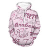Unisex Realistic Print Hoodie Ballet Words Pattern Pullover Sweatshirt Long Sleeve Durable Sweater With Pocket For Women Men