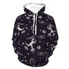Unisex Realistic Print Hoodie Astronauts Comets Pattern Pattern Pullover Hoodies Long Sleeve Stretch Sweater With Pocket For Women Men