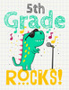 5Th Grade Rocks!: Funny Back To School Notebook,Gift For Girls And Boys,109 College Ruled Line Paper,Cute School Notebook,School Composition Notebooks ,Dinosaur Cover