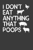 I Don'T Eat Anything That Poops: Vegetarian And Vegan Animal Lover Gift - 9781083014856