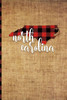 North Carolina : 6 X 9 | 108 Pages: Buffalo Plaid North Carolina State Silhouette Hand Lettering Cursive Script Design On Soft Matte Cover | Notebook, Diary, Composition Book For Fans Of The Tar Heel State In Raleigh
