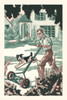 Vintage Journal Industrious Boy Mowing Lawn