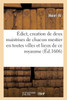 Édict Du Roy Pour La Creation De Deux Maistrises De Chacun Mestier En Toutes Les Villes (French Edition)