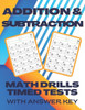 Addition and Subtraction Math Drills Timed Tests with Answers: Math Facts Addition and Subtraction Practice for Kindergarten Grade 1 and Grade 2 stude