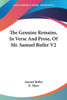 The Genuine Remains, In Verse And Prose, Of Mr. Samuel Butler V2
