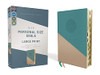 NIV, Personal Size Bible, Large Print, Leathersoft, Teal/Gold, Red Letter, Thumb Indexed, Comfort Print