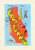 Vintage Lined Notebook Greetings from California, Cartoon