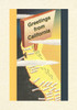 Vintage Lined Notebook Greetings from California, Cartoon Map