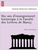 Dix ans d'enseignement historique à la Faculté des Lettres de Nancy