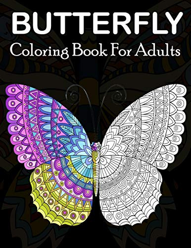 Butterfly Coloring Book for adults: Hand drawn easy designs and large ...