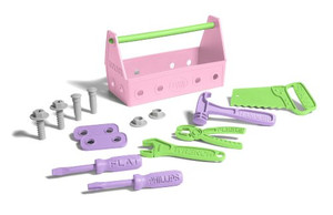Green Toys Tool Set, Pink 4C - 15 Piece Pretend Play, Motor Skills, Language & Communication Kids Role Play Toy. No BPA, phthalates, PVC. Dishwasher Safe, Recycled Plastic, Made in USA.