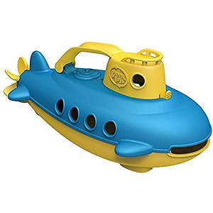 Green Toys Submarine in Yellow & blue - BPA Free, Phthalate Free, Bath Toy with Spinning Rear Propeller. Safe Toys for Toddlers, Babies