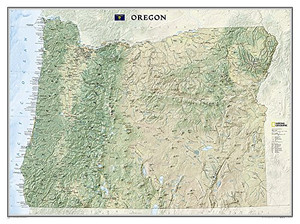 National Geographic: Oregon Wall Map - Laminated (40.5 x 30.25 inches) (National Geographic Reference Map)