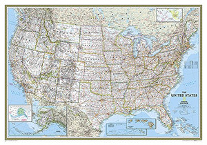 National Geographic: United States Classic Wall Map (43.5 x 30.5 inches) (National Geographic Reference Map)