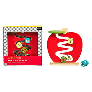 Petit Collage Wooden Apple Racer Toddler Toy, Activity Toys Designed with Safe Materials  Wooden Toy for Babies and Toddlers 12 Months and Older, Builds Hand-Eye Coordination