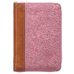 Kjv Holy Bible, Mini Pocket Size, Faux Leather Red Letter Edition - Ribbon Marker, King James Version, Pink/Tan, Zipper Closure Kjv Holy Bible, Mini Pocket Size, Faux Leather Red Letter Edition - Ribbon Marker, King James Version, Pink/Tan, Zipper Closure